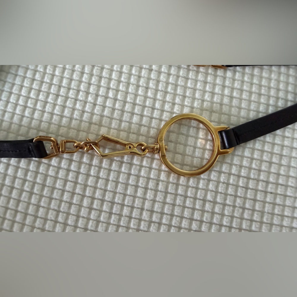 Prada Black Leather with Gold Ring and Hardware Accent Belt - Picture 5 of 9
